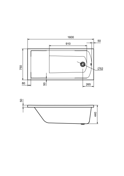 Акриловая ванна (160х75)  Santek Фиджи   1WH501597