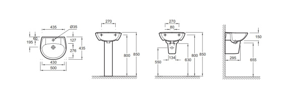 Раковина подвесная (50х43,5) Jacob Delafon Brive  E1345F-00