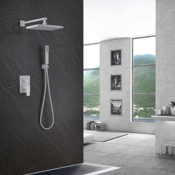 Душевой комплект ABBER Weiss Insel AF8018FW скрытого монтажа без излива, белый матовый Душевой комплект ABBER Weiss Insel AF8018FW скрытого монтажа без излива, белый матовый