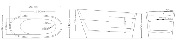 Акриловая ванна (170х75) Lagard AUGUSTE Brown wood lgd-agst-bw
