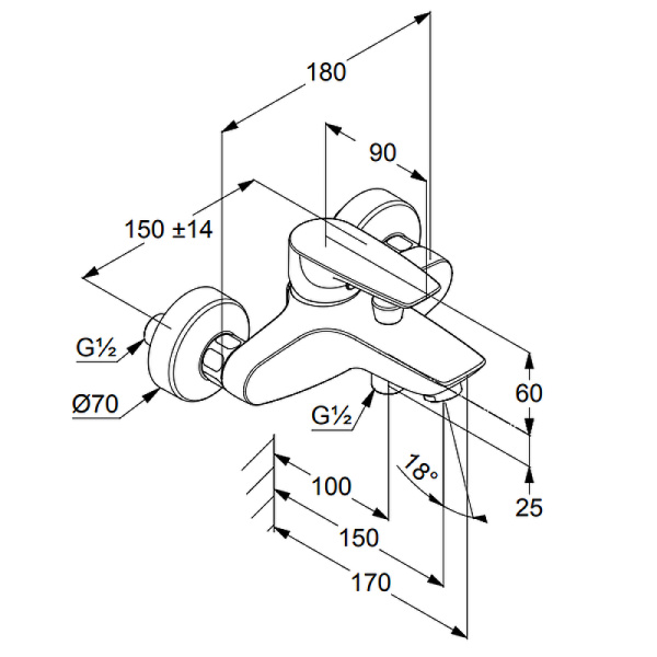 Смеситель для ванны Kludi Pure&Solid 346810575 Смеситель для ванны Kludi Pure&Solid 346810575