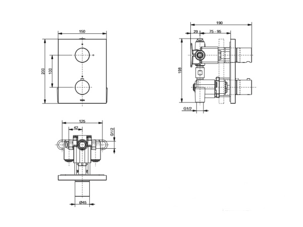 Cмеситель для душа термостатический TOTO DB420RVE
