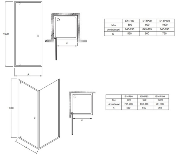 Душевая дверь Jacob Delafon SERENITY E14P90-GA
