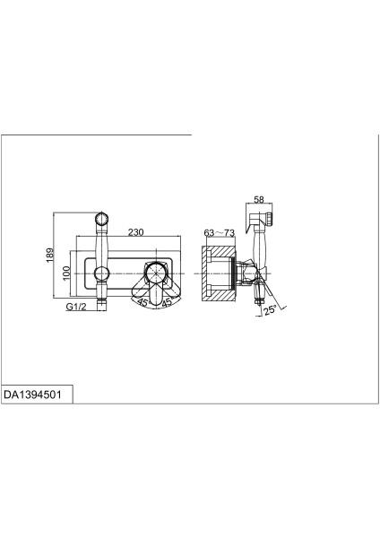Смеситель с гигиеническим душем встраиваемый D&K Rhein Marx (DA1394501) Смеситель с гигиеническим душем встраиваемый D&K Rhein Marx (DA1394501)