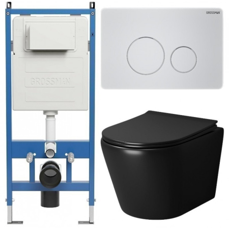 Комплект унитаза с инсталляцией Grossman Style 97.4478BMS.05.01M с клавишей смыва
