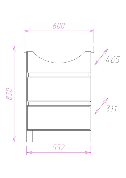 Тумба под раковину напольная Onika Элита 60 106120