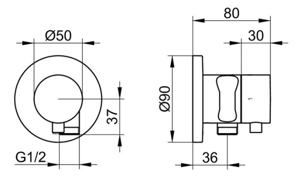 Запорный вентиль Keuco Ixmo 59549011201