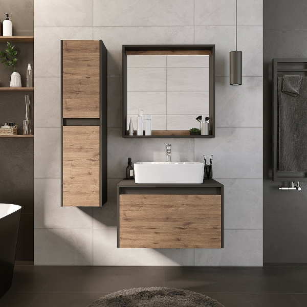 Зеркало (73х73) Grossman Смарт 207007 графит с полкой