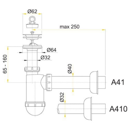 Сифон к умывальнику AlcaPlast A41