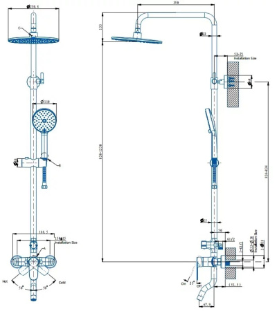 Душевая система с изливом Arrow AHMG33013CP хром