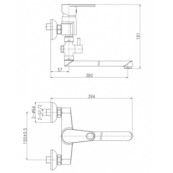 Смеситель для ванны Cersanit CARI 63028