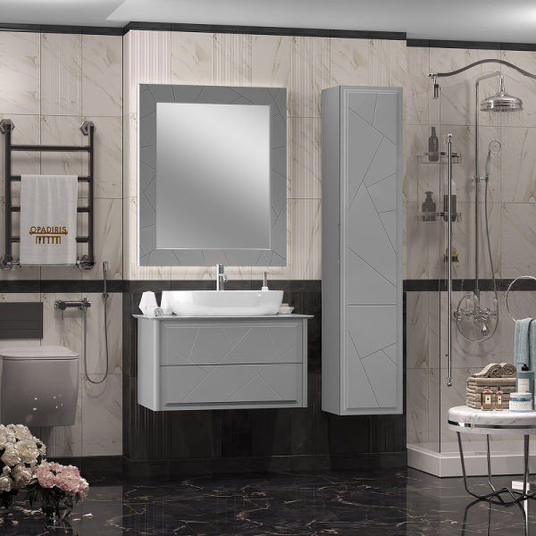 Тумба под раковину Opadiris Луиджи 90   00-00005940 серый матовый (без раковины)