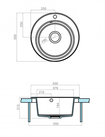 Кухонная мойка Aquaton Шелли 50 1A734732SS290 шампань