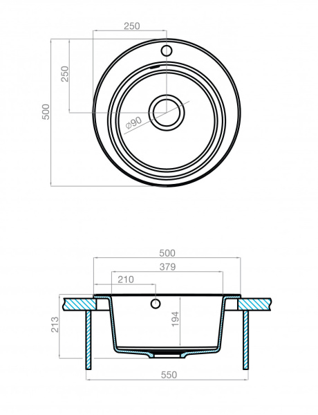 Кухонная мойка Aquaton Шелли 50 1A734732SS290 шампань