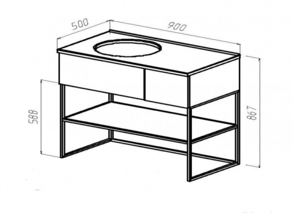 Опора металлическая Астра-форм Лофт для нижнего шкафа 90 с 2-мя ящиками