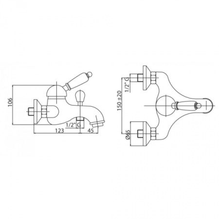 Смеситель на борт ванны Cezares Vintage VINTAGE-PBVM-01-Sw-N