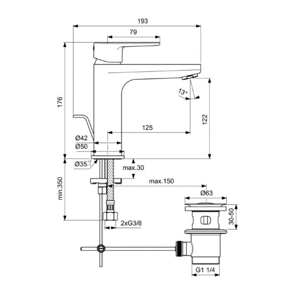 Набор смесителей 3 в 1 Ideal Standard Ceratherm T25 BC984AA