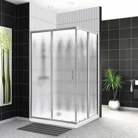 Душевой уголок (120х90) BelBagno UNO-195-AH-2-120/90-P-Cr стекло рифленое