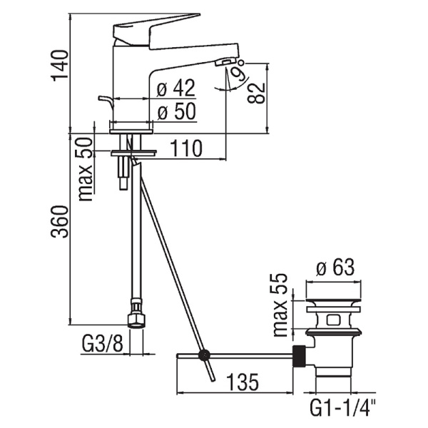 Смеситель для раковины Nobili Blues BS101118/1CR