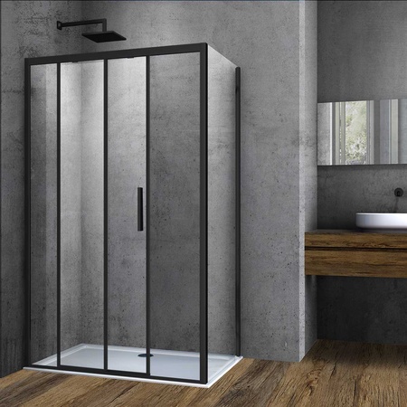 Душевой уголок Vincea  Soft VSR-3SO9012CLB (120х90)  черный, стекло прозрачное