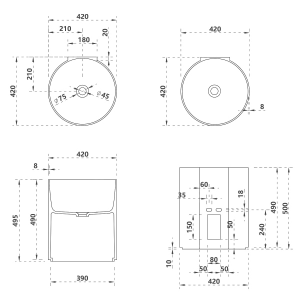 Раковина подвесная прозрачная ABBER Kristall AT2704Rubin красная