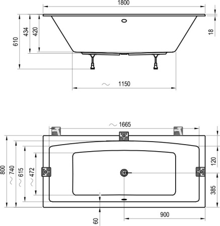 Акриловая ванна Ravak Formy 02 Slim (180x80) C891300000