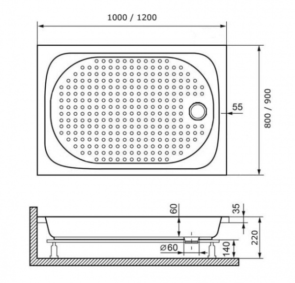 Душевой поддон 80х100х22 RGW LUX/TN 16180380-21