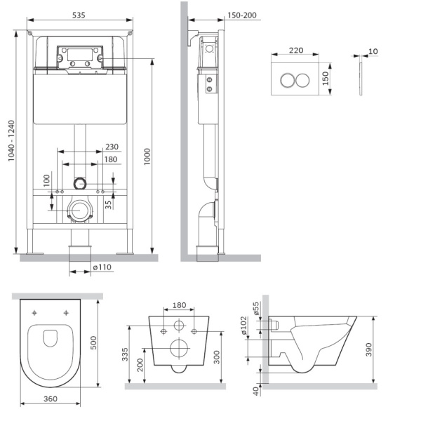 Комплект унитаза с инсталляцией Am.Pm Sense IS70131.741701