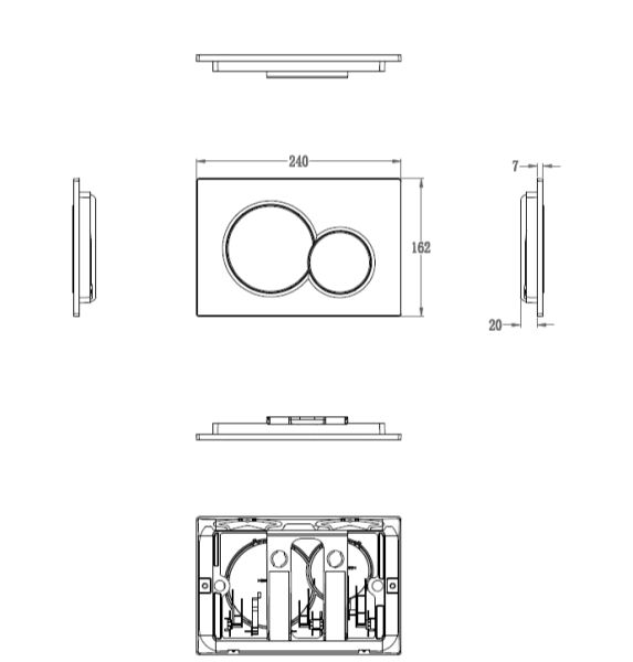 Кнопка смыва для инсталляции механическая WONZON & WOGHAND, хром WW-IB232-CR