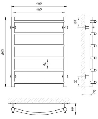 Полотенцесушитель водяной Laris Классик П6