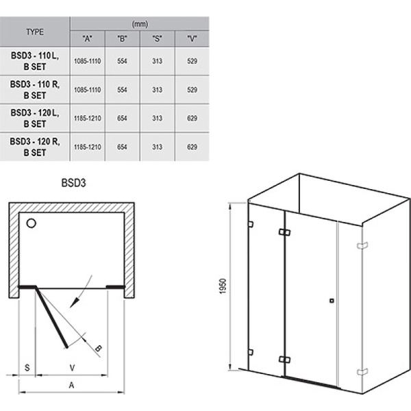 Душевая дверь Ravak Brilliant BSD3-120 R 0UPG0A00Z1
