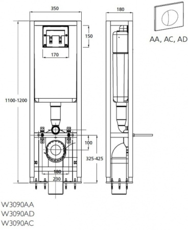 Комплект 6-в-1 унитаз Cersanit Delfi с инсталляцией Alfa S-SET-DELFI/Leon/Cg-w