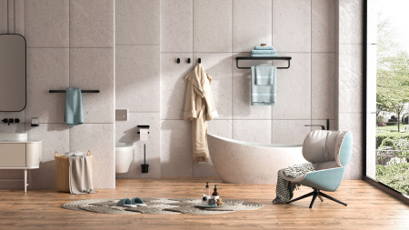 Полотенцедержатель с полкой WONZON & WOGHAND CARBON, черный WW-7781