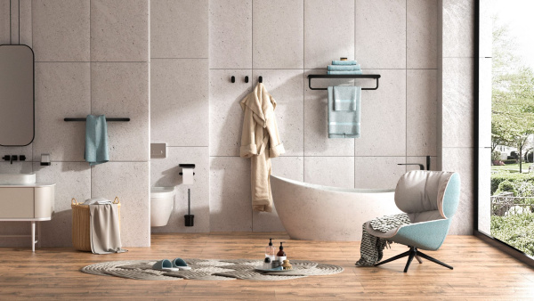 Полотенцедержатель с полкой WONZON & WOGHAND CARBON, черный WW-7781