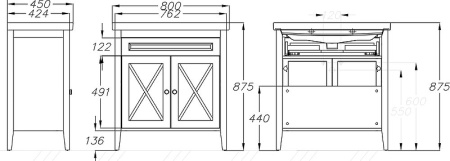 Тумба под раковину Opadiris Палермо 80  00-00002354 светлый орех (без раковины)