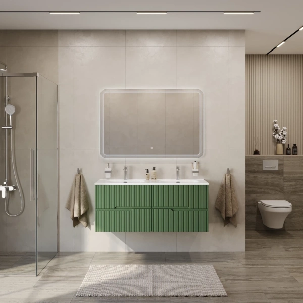 Тумба под раковину Cezares DUET-N-1200-4C-SO-2-PS-P Фисташковый софт