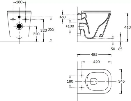 Унитаз подвесной безободковый Kerama Marazzi Cubo CU.wc.02