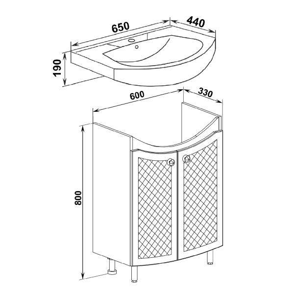 Тумба под раковину Runo Милано 65 (УТ000002087)
