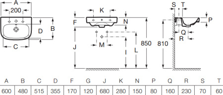 Раковина подвесная (60x48)  Roca Debba  32799400Y