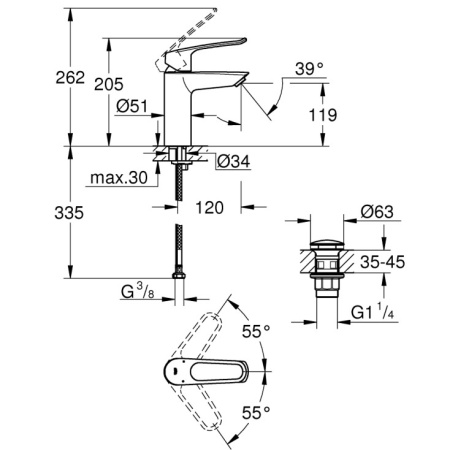 Смеситель для раковины с донным клапаном Grohe Eurosmart 23981 003 (23981003) хром