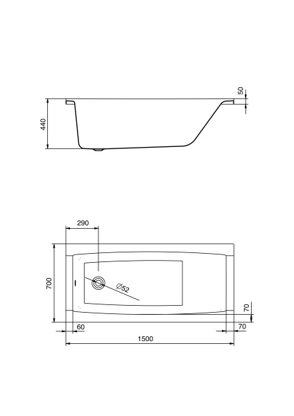 Акриловая ванна (150х70)  Santek Санторини   1WH302497