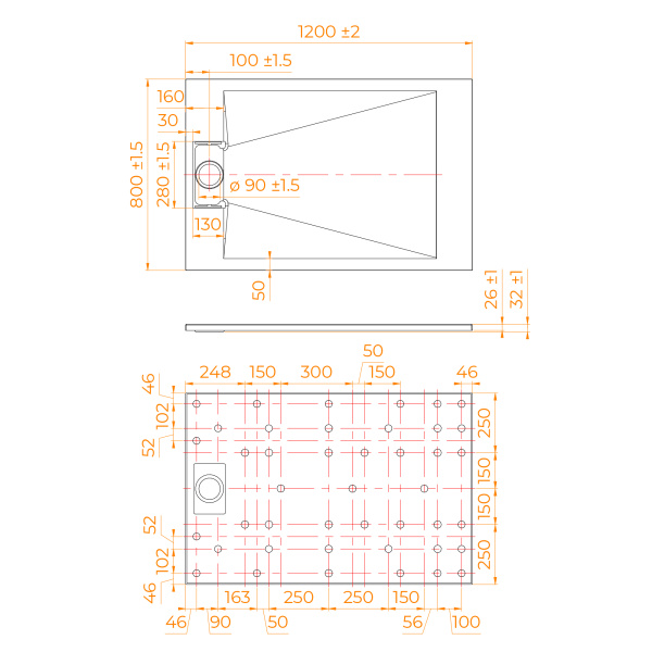 Душевой поддон (120х80) RGW TUS-W 553702812-01