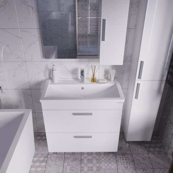 Тумба напольная Grossman НЕО-80 см 108019 с 2-я ящ, белая на ножках