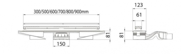 Душевой лоток Berges Wasserhaus B1 Antik 400 (в стену) 090122 матовый хром
