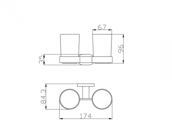 Двойной держатель с двумя стаканами Rav Slezak YUA0202CB