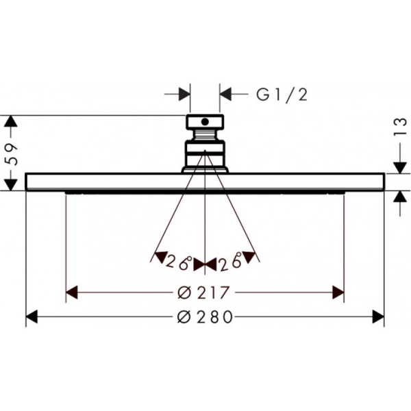 Верхний душ Hansgrohe Croma 280 1jet EcoSmart 26221670, черный матовый