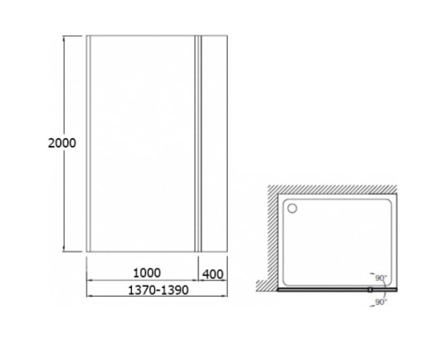 Боковая стенка 40 см, прозрачное стекло, Jacob Delafon Contra E22WP40-GA