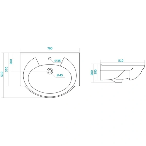 Раковина Misty Santek Байкал 76х51 1.WH11.0.259