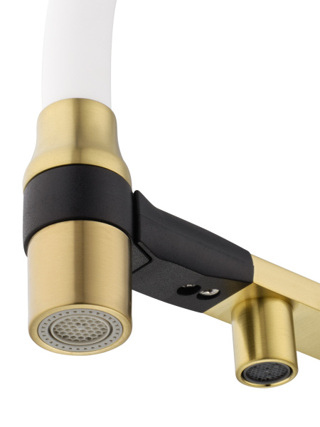 Смеситель для кухни с гибким изливом и подключением фильтра WONZON & WOGHAND, брашированное золото WW-88458013-BGMW