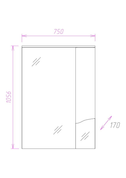 Зеркало-шкаф c подсветкой Onika Моника 75 (75x105,6) 207507